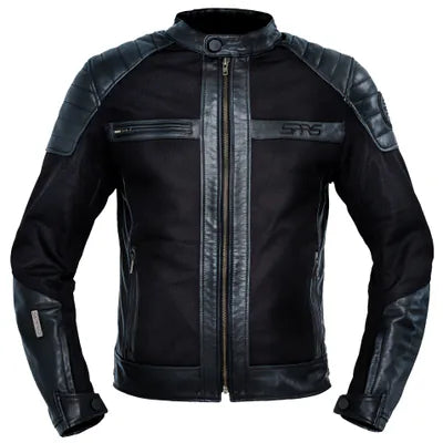 SPRS NSJ32 Vintage Sheepskin Leather Motorcycle Jacket - Premium Padded High-Luster