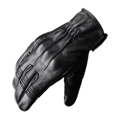 SPRS CS78 Vintage Leather Motorcycle Gloves - Premium Suede Fabric Combination Touchscreen