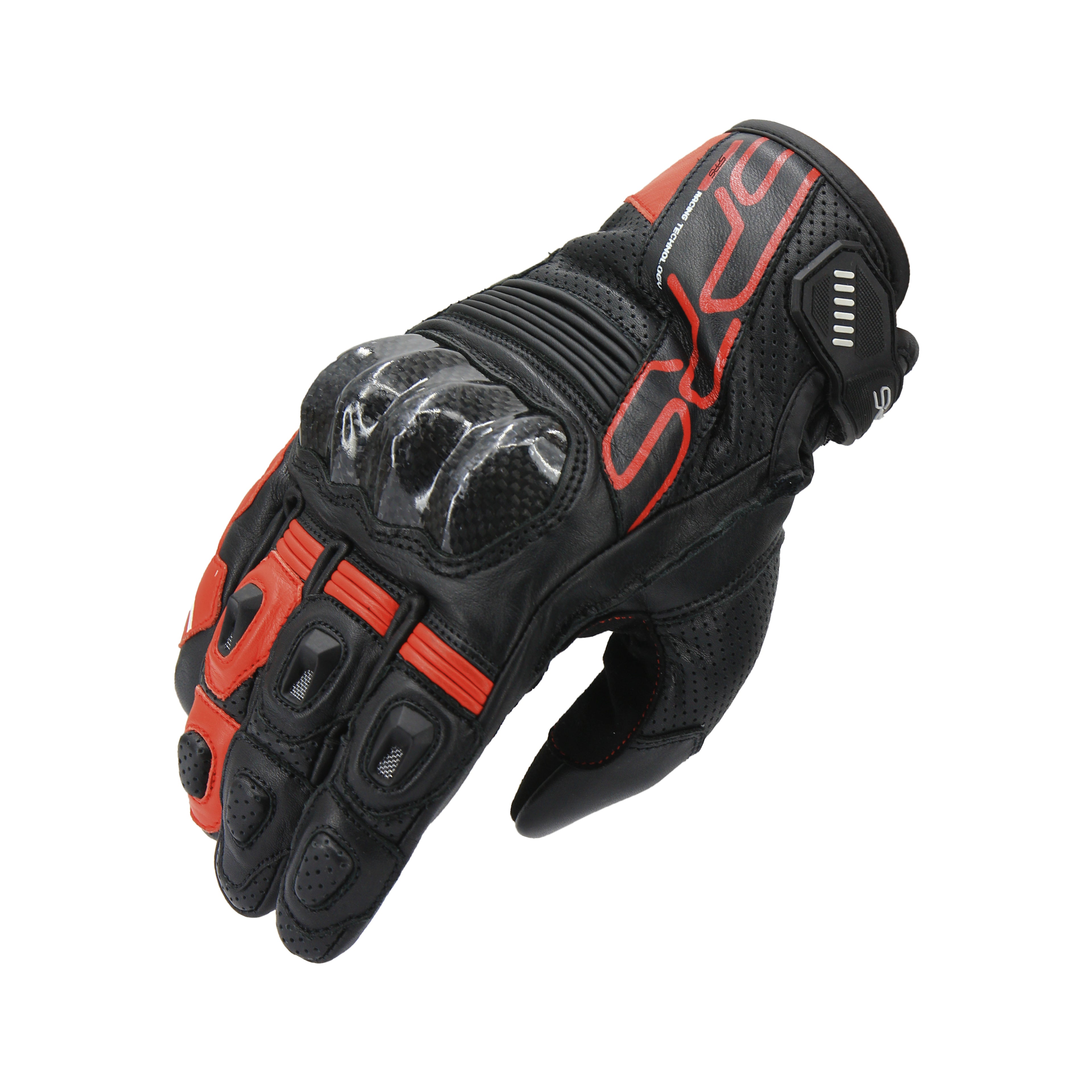 SPRS SR30 Leather Motorcycle Gloves - Carbon Fiber Armor Perforated Ventilation Touchscreen