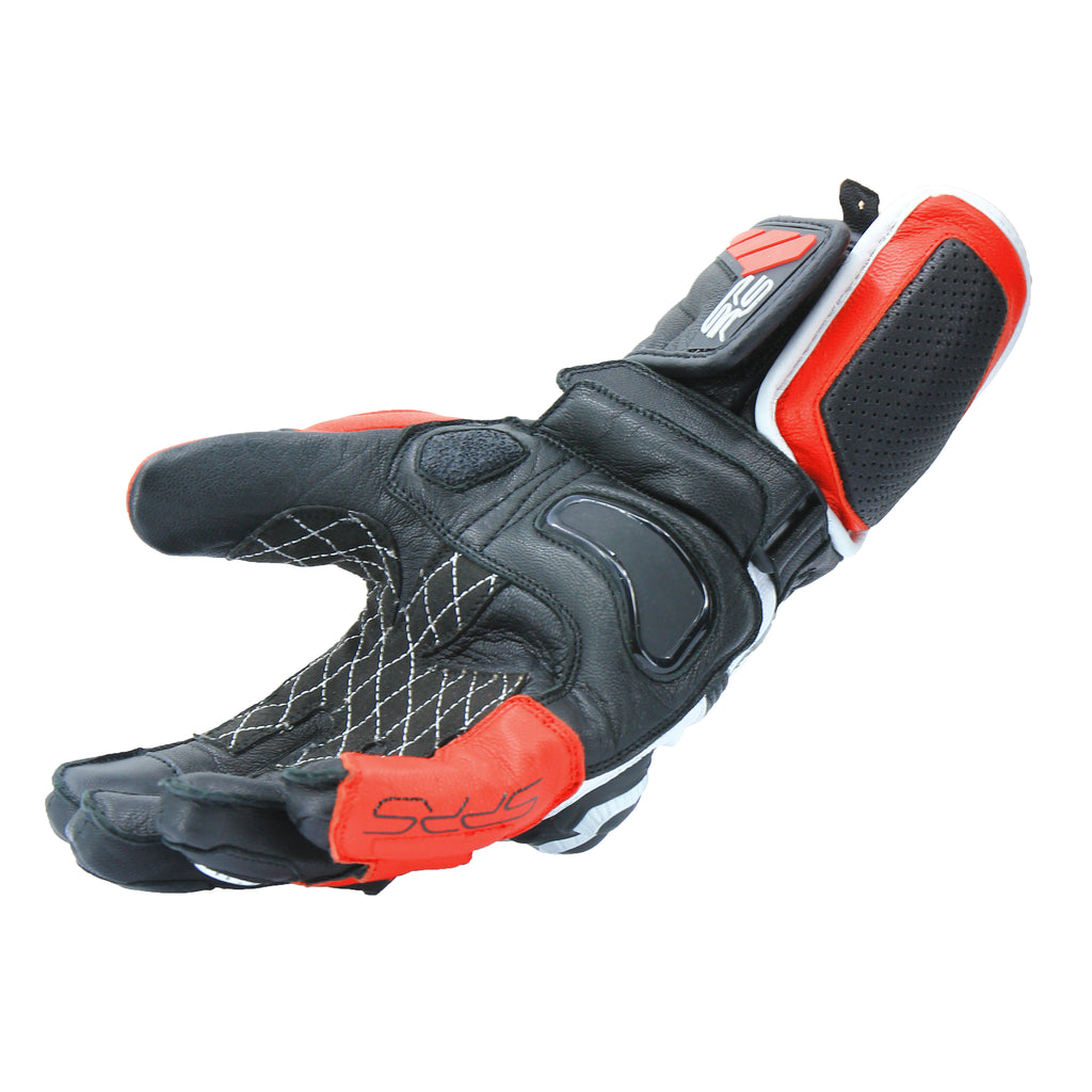 SPRS SD-R3 Racing Motorcycle Gloves - Premium Leather Long Gloves with Hard Armor & Ventilation