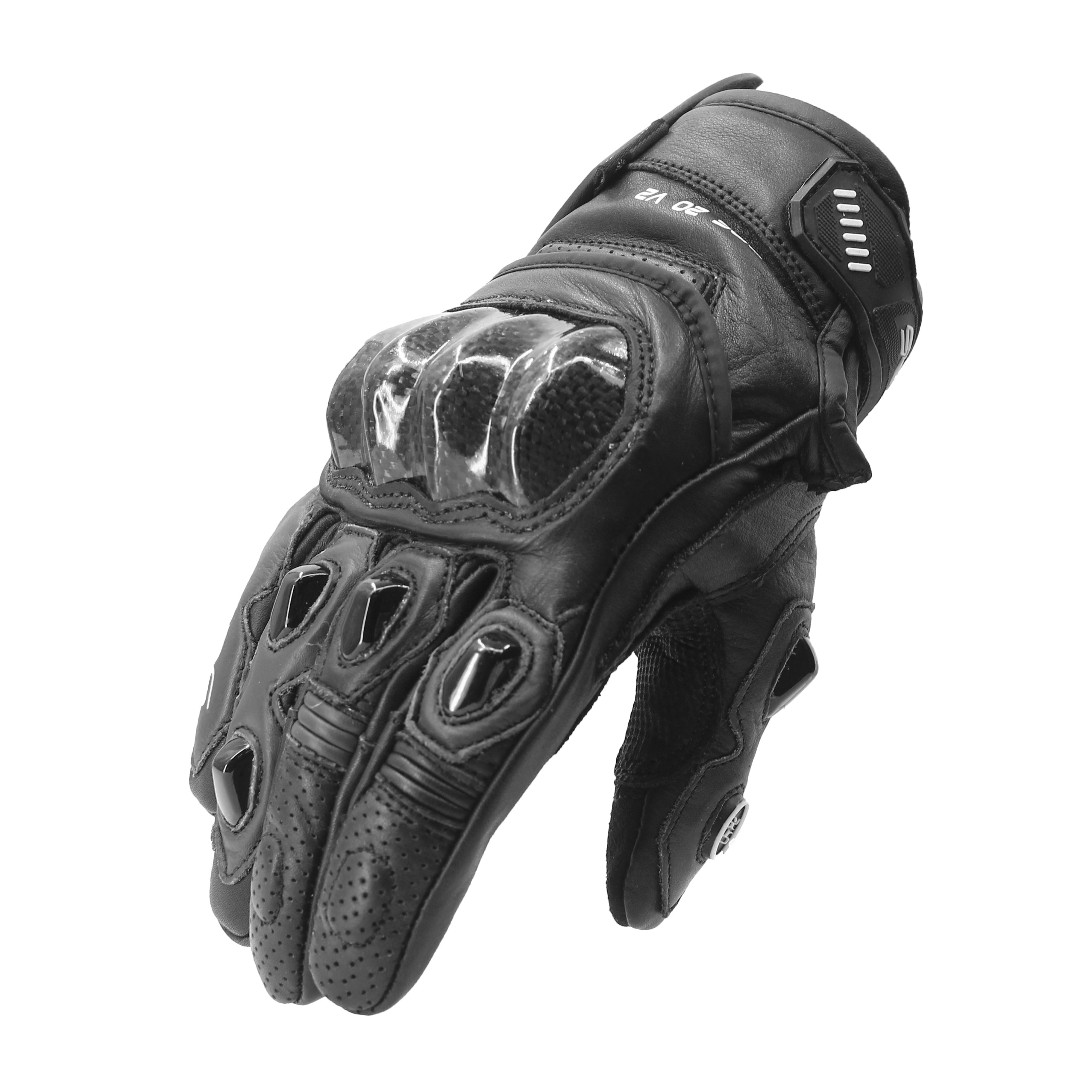 SPRS SR20 V2 Leather Gloves - Carbon Fiber PU Padding Touchscreen