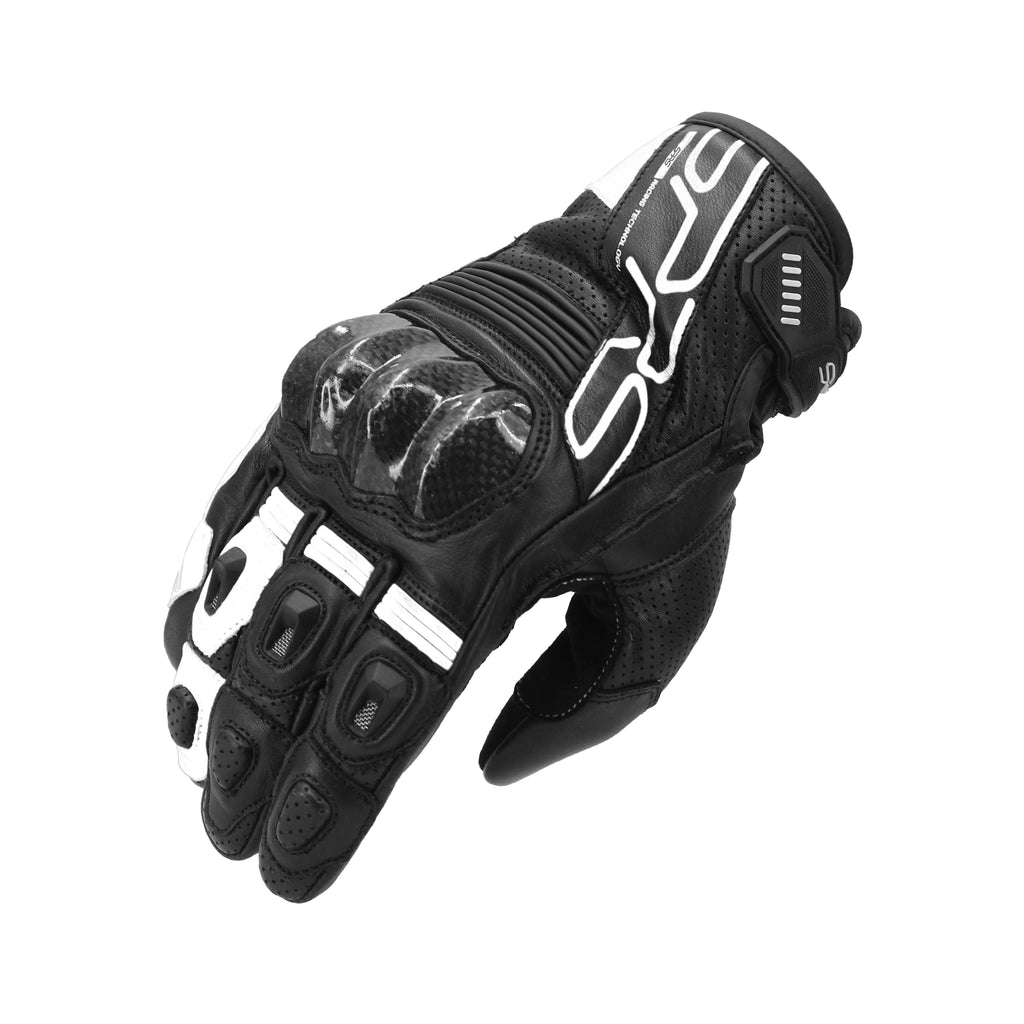 SPRS SR30 Leather Motorcycle Gloves - Carbon Fiber Armor Perforated Ventilation Touchscreen
