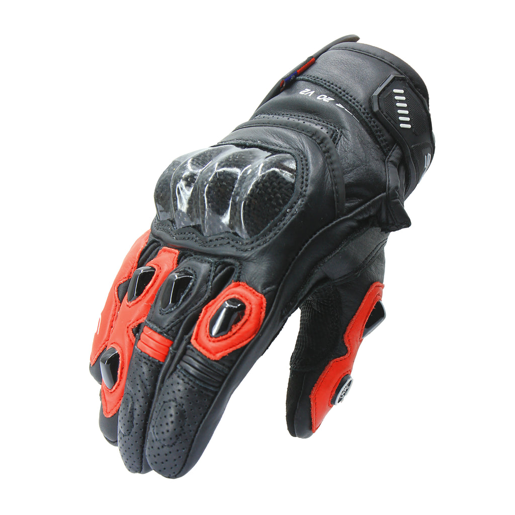 SPRS SR20 V2 Leather Gloves - Carbon Fiber PU Padding Touchscreen