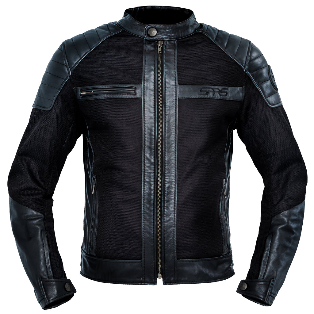 SPRS NSJ32 Vintage Sheepskin Leather Motorcycle Jacket - Premium Padded High-Luster