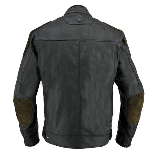 SPRS AXJ 06 American Style Motorcycle Jacket - Waxed Cotton Oilcloth with Suede Panels