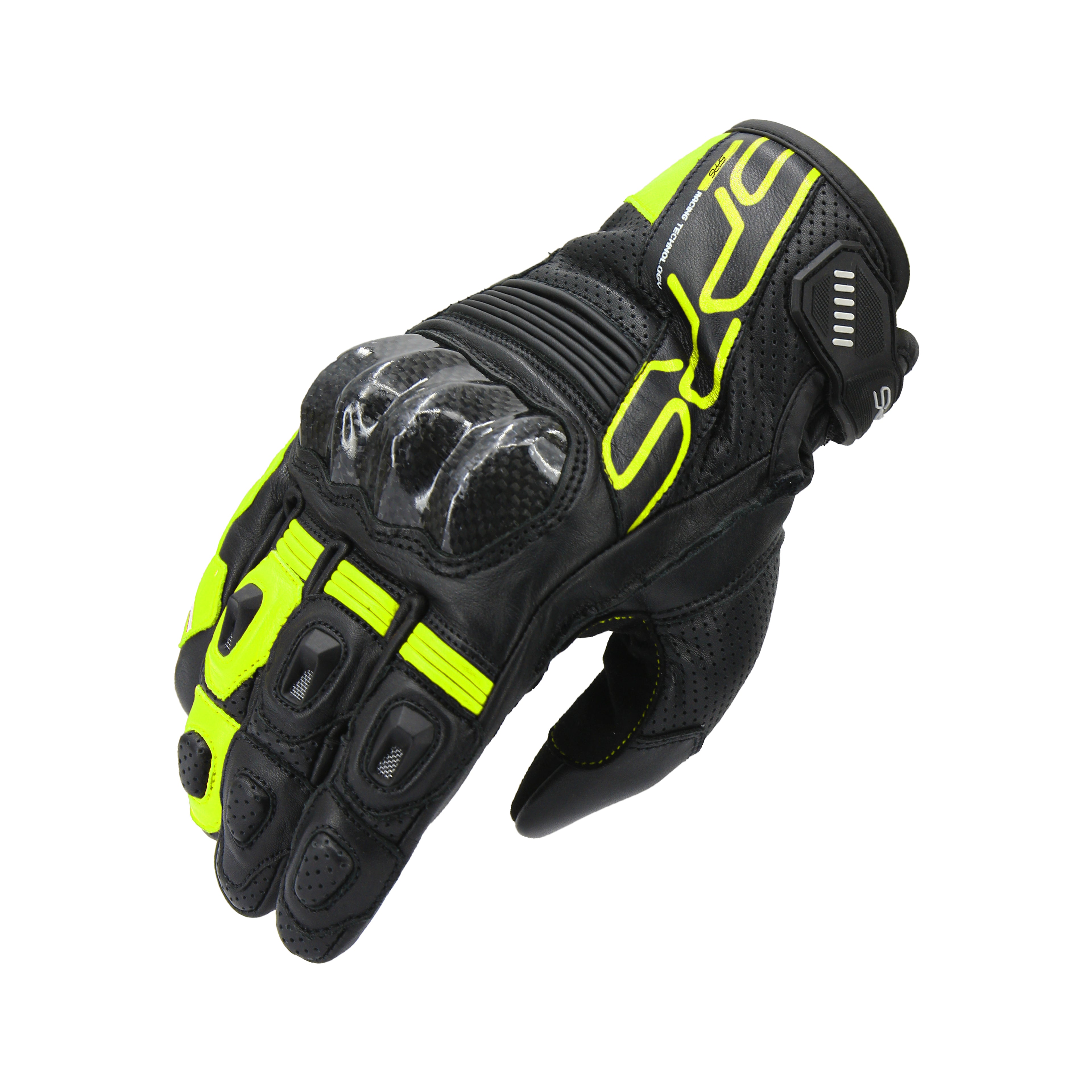 SPRS SR30 Leather Motorcycle Gloves - Carbon Fiber Armor Perforated Ventilation Touchscreen
