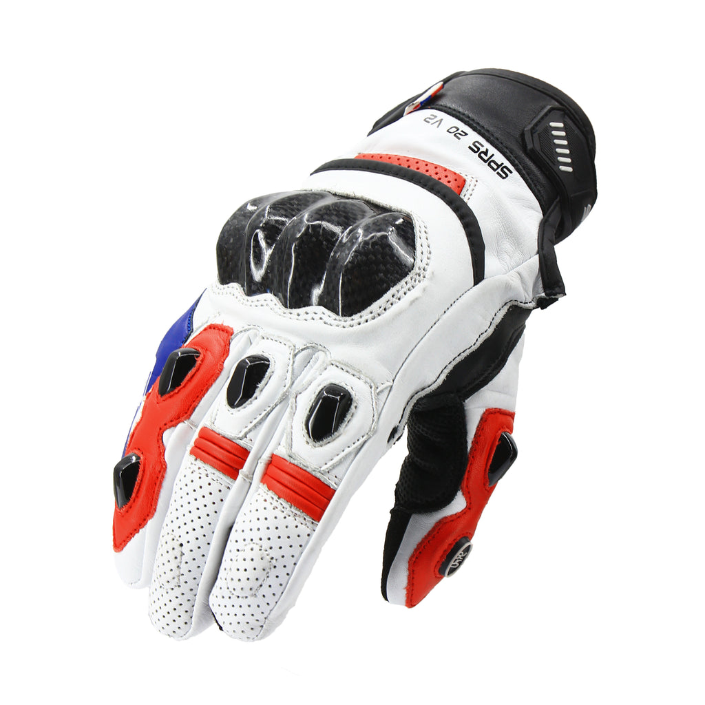 SPRS SR20 V2 Leather Gloves - Carbon Fiber PU Padding Touchscreen